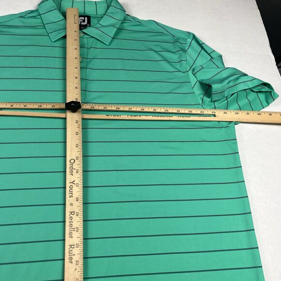 FootJoy Green Striped Golf Polo Shirt XL Performance Stretch Sporty Classic Top - Picture 7 of 11